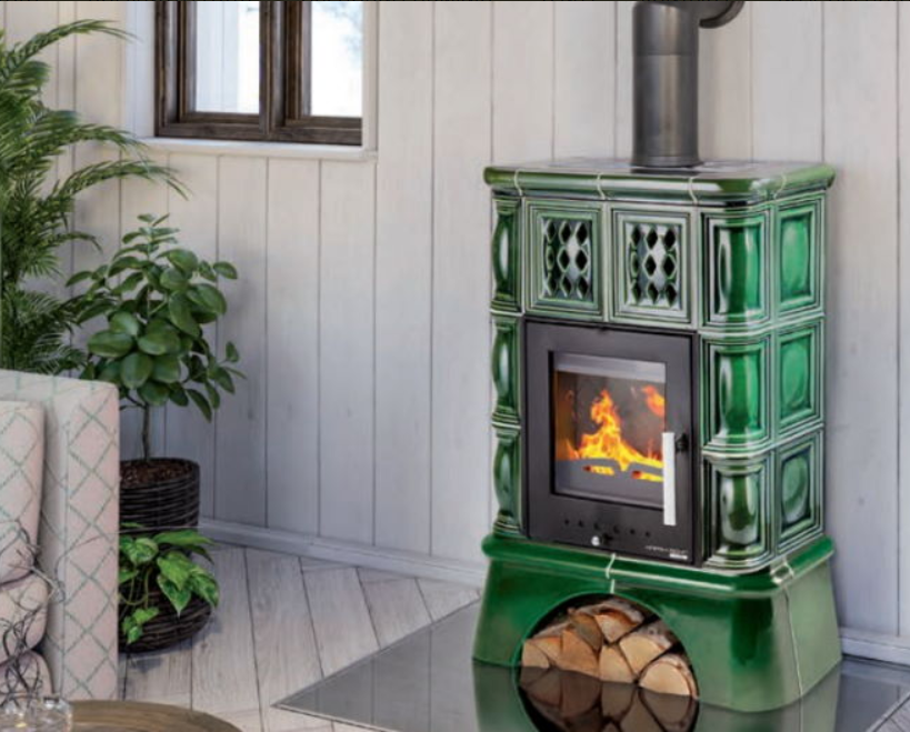 Zelená kachlová kamna s výměníkem HAAS+SOHN TREVISO II